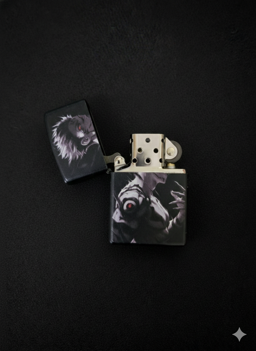 Premium Metal Lighter with Dark Anime Warrior Design (without fuel)